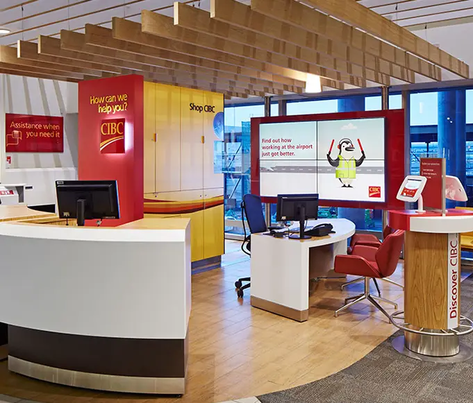 video wall in bank
