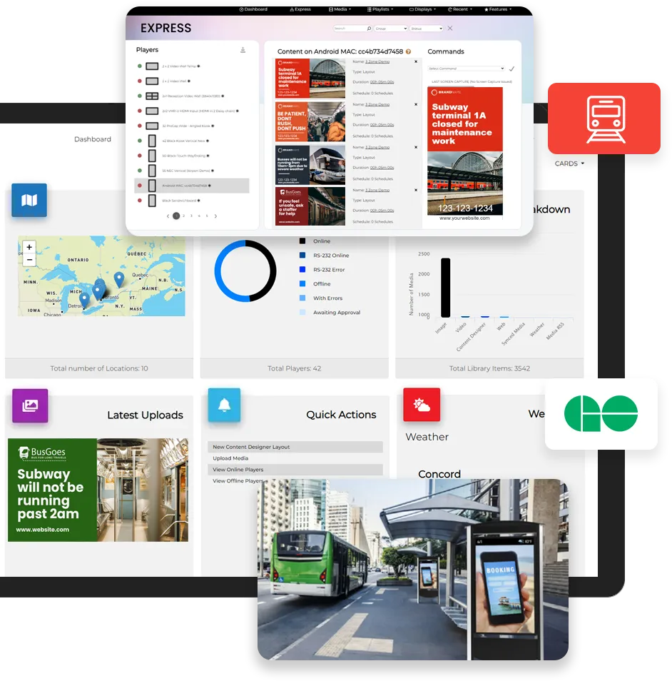 Transportation hub digital signage Software Features