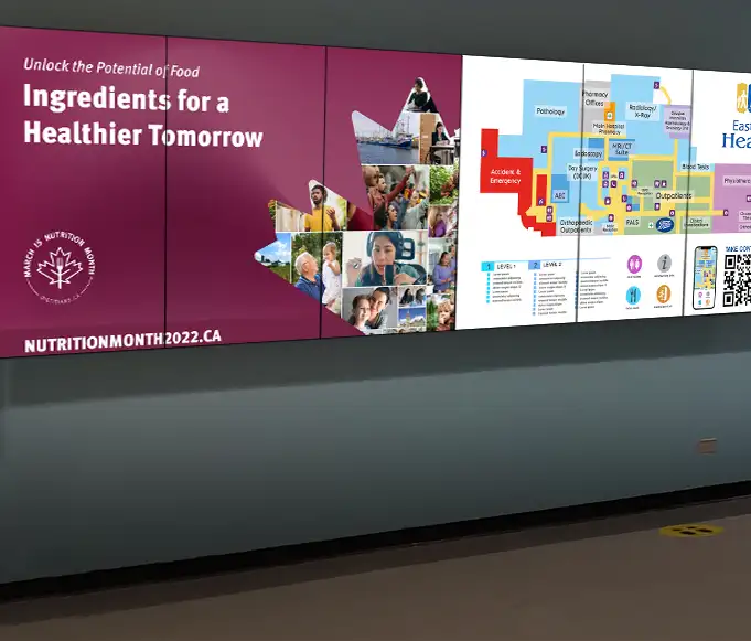 Interactive wayfinding video wall in a hospital environment