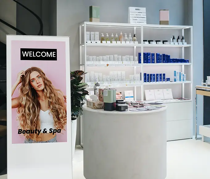 Digital kiosk in beauty salon