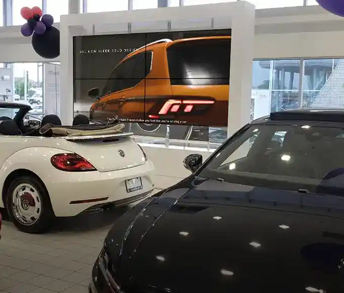 Video wall in automotive dealership