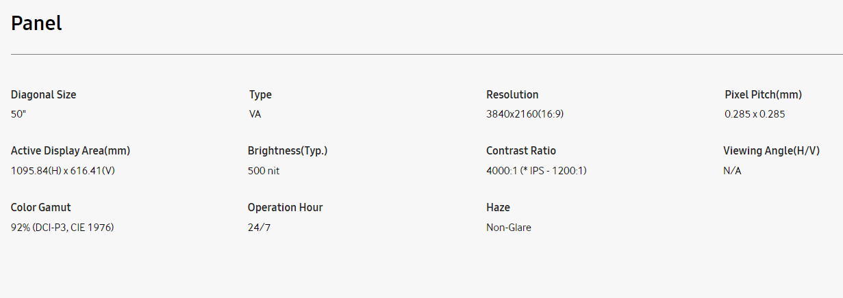 DSB-50 display specs