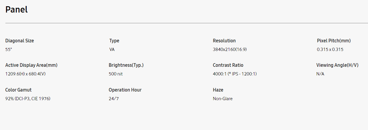 DSB-55 display specs