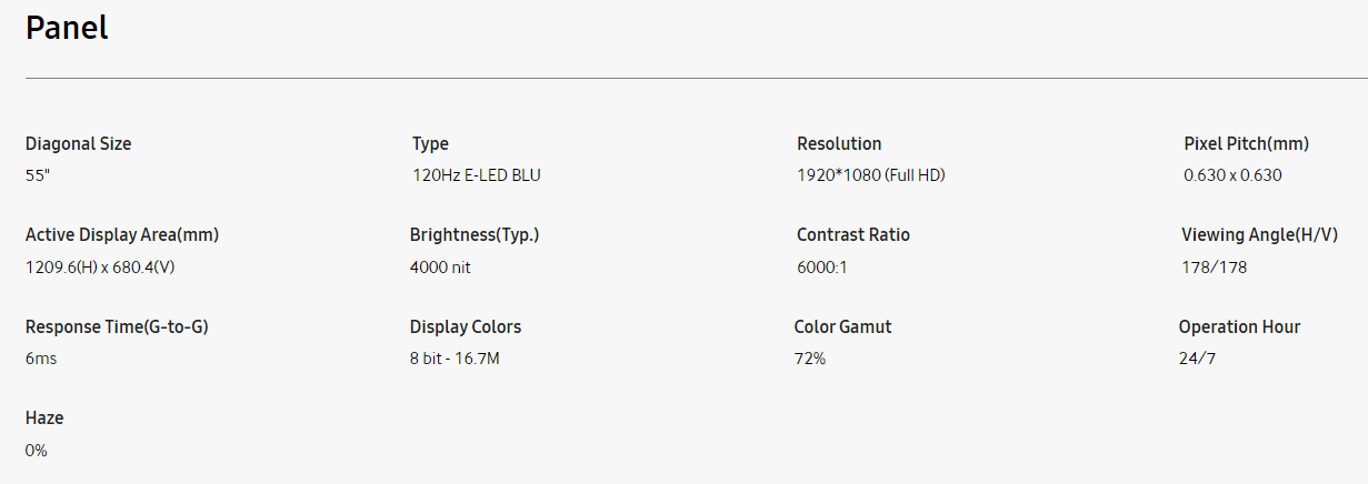 DSB-OM55 High Bright 4000nit signage specs