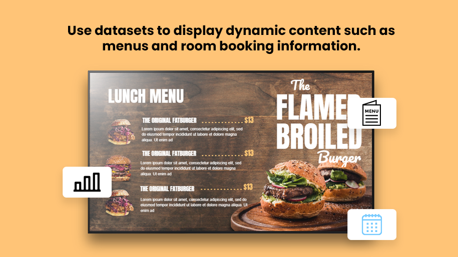 Datasets for Menus Room Booking header