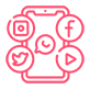 Icono de feeds de datos y videos de redes sociales