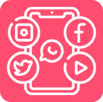 Icono de feeds de datos y videos de redes sociales