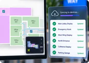 A list of kiosks and displays updating after a map is published