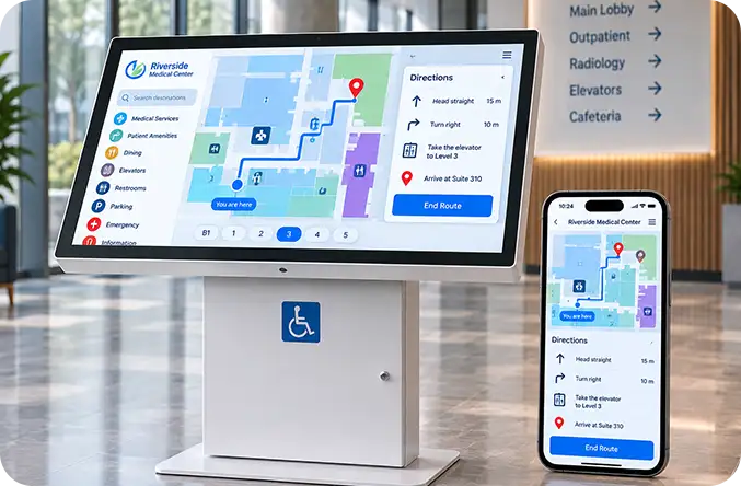 A kiosk route continued on a phone after scanning the kiosk QR code